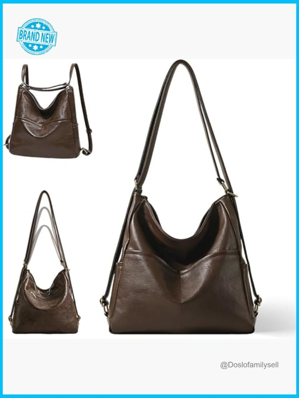 Convertible Backpack Purse Tote Hobo Crossbody Shoulder Handbag Vegan Leather